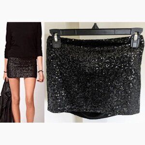 Bebe Black Sequin Mini Skirt